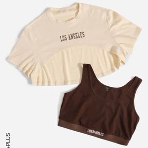 shein bra crop set tee shirt